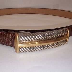 Brightonn Leather Belt with Silver and Gold Buckle S/28